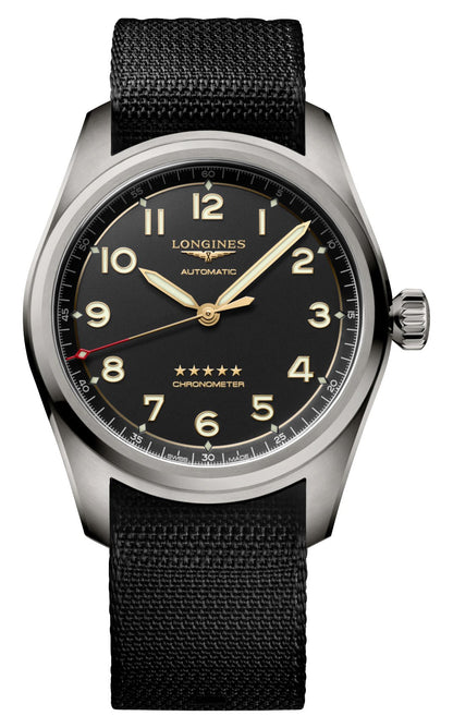 Longines Spirit Automatic COSC Titanium Dark Gray Dial Black Nylon Strap Mens Watch L3.811.1.53.2