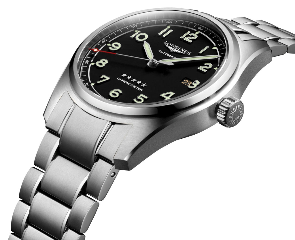 Longines Spirit Prestige Edition Automatic COSC Stainless Steel Black Dial Interchangeable Brown Leather/NATO Strap Date Mens Watch L3.811.4.53.9