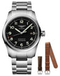 Longines Spirit Prestige Edition Automatic COSC Stainless Steel Black Dial Interchangeable Brown Leather/NATO Strap Date Mens Watch L3.811.4.53.9