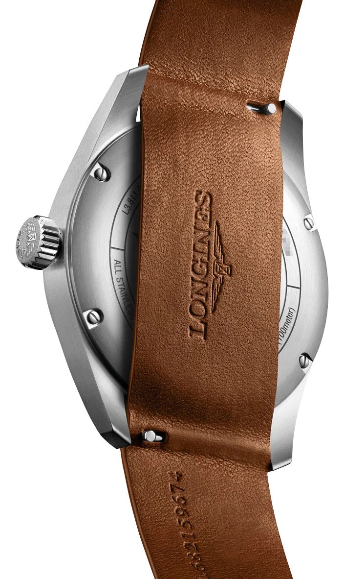 Longines Spirit Prestige Edition Automatic COSC Stainless Steel Black Dial Interchangeable Brown Leather/NATO Strap Date Mens Watch L3.811.4.53.9