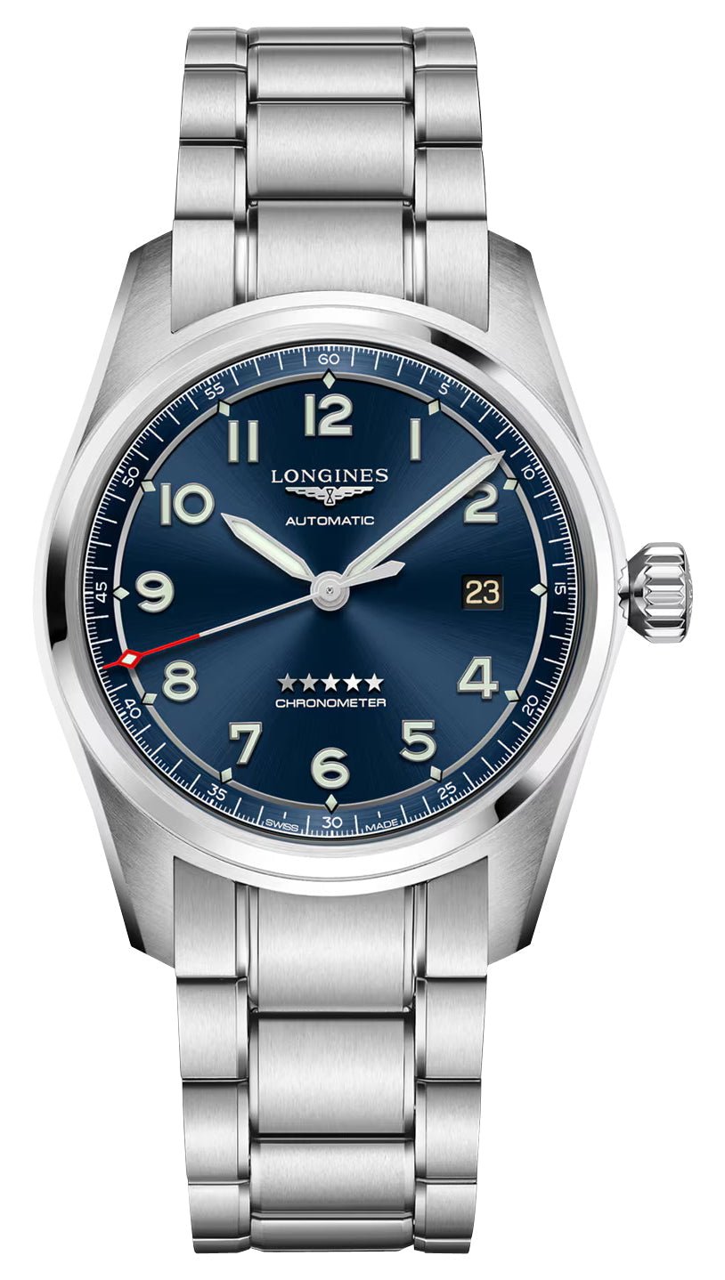 Longines Spirit Prestige Edition Automatic COSC Stainless Steel Blue Dial Interchangeable Blue/Brown Leather Strap Date Mens Watch L3.810.4.93.9