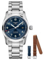 Longines Spirit Prestige Edition Automatic COSC Stainless Steel Blue Dial Interchangeable Blue/Brown Leather Strap Date Mens Watch L3.810.4.93.9