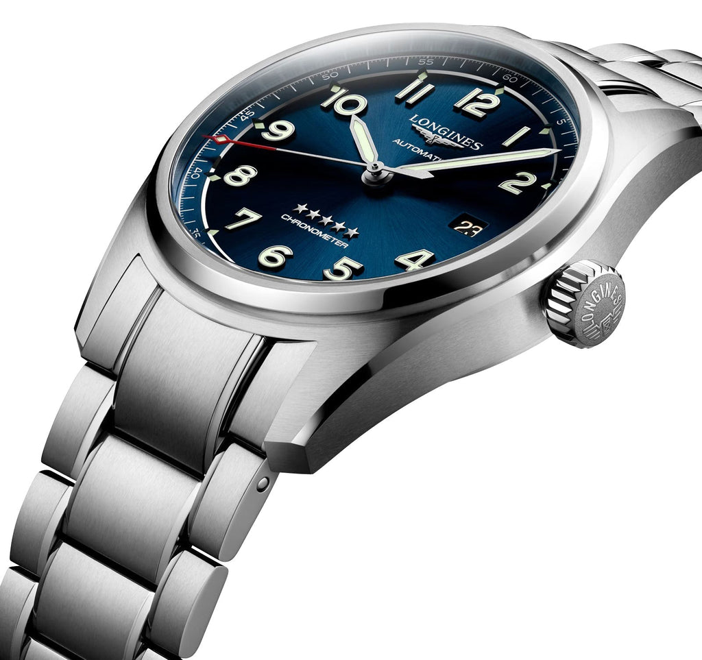Longines Spirit Prestige Edition Automatic COSC Stainless Steel Blue Dial Interchangeable Blue/Brown Leather Strap Date Mens Watch L3.810.4.93.9