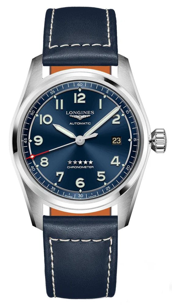 Longines Spirit Prestige Edition Automatic COSC Stainless Steel Blue Dial Interchangeable Blue/Brown Leather Strap Date Mens Watch L3.810.4.93.9