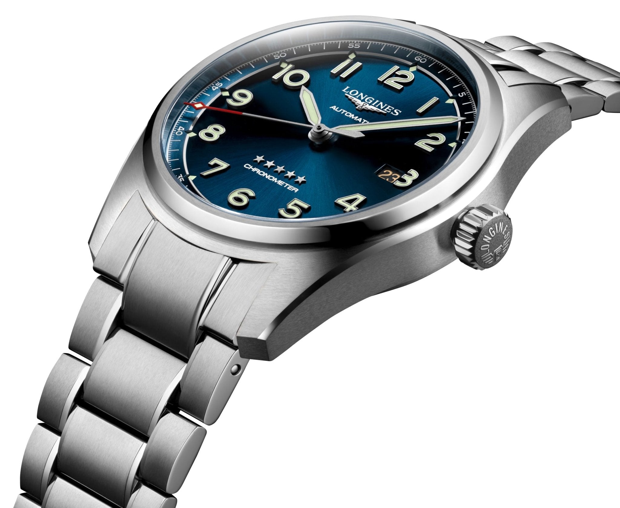 Longines Spirit Prestige Edition Automatic COSC Stainless Steel Blue Dial Interchangeable Blue/Brown Leather Strap Date Mens Watch L3.811.4.93.9