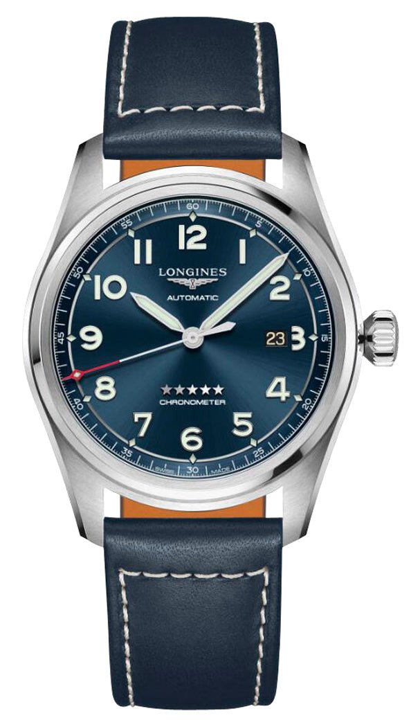 Longines Spirit Prestige Edition Automatic COSC Stainless Steel Blue Dial Interchangeable Blue/Brown Leather Strap Date Mens Watch L3.811.4.93.9