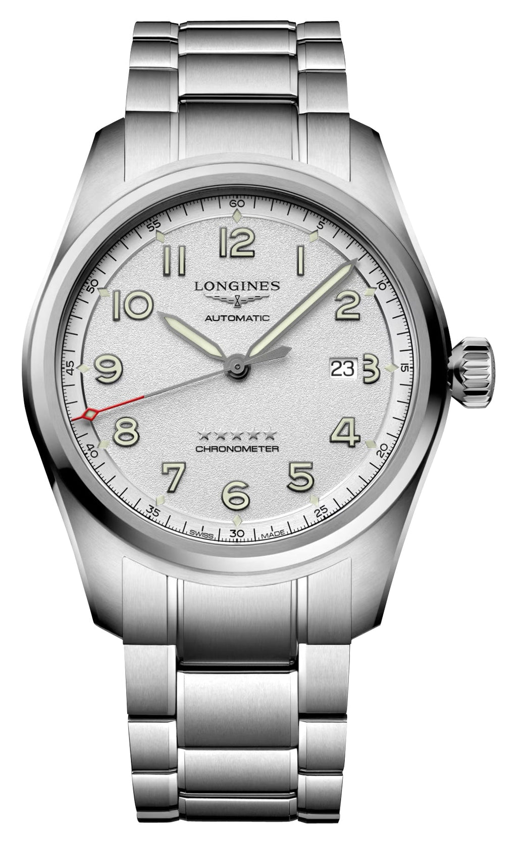 Longines Spirit Prestige Edition Automatic COSC Stainless Steel Silver Dial Interchangeable Brown Leather/NATO Strap Date Mens Watch L3.811.4.73.9
