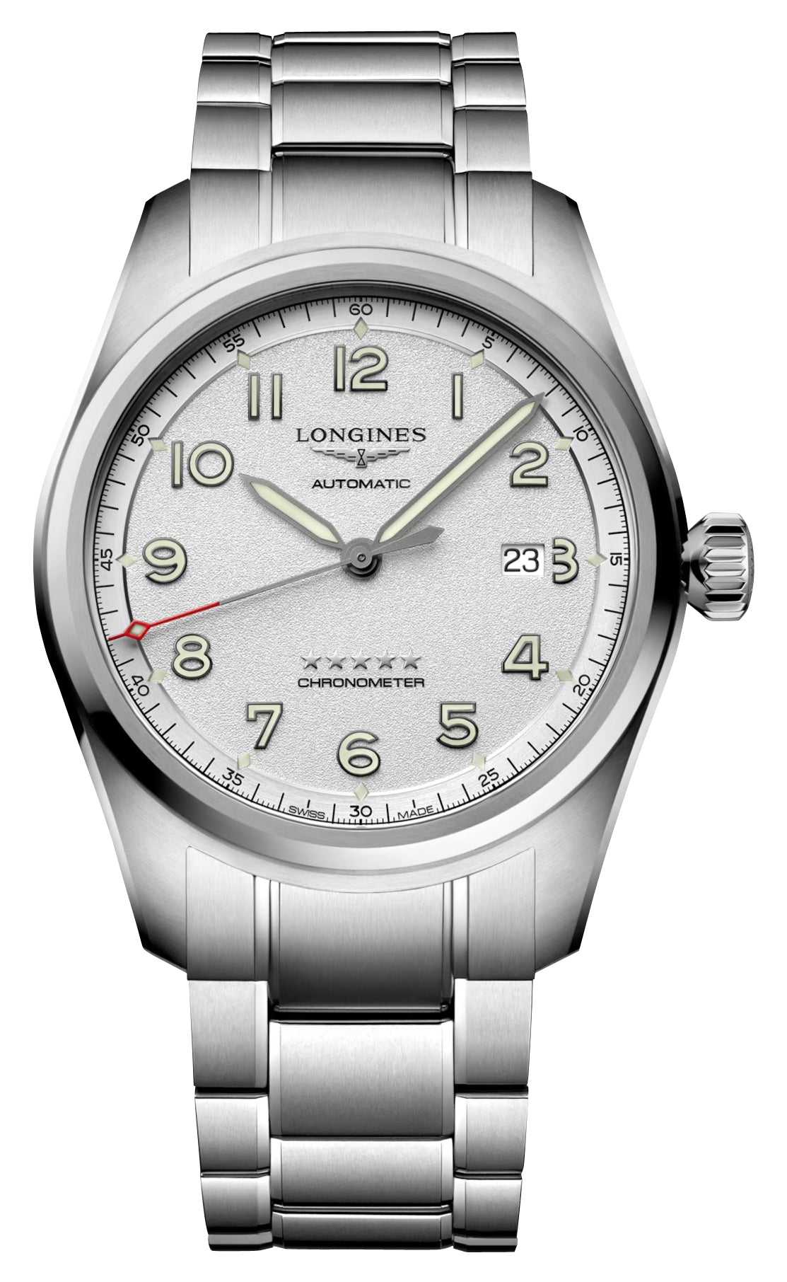 Longines Spirit Prestige Edition Automatic COSC Stainless Steel Silver Dial Interchangeable Brown Leather/NATO Strap Date Mens Watch L3.811.4.73.9