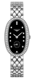 Longines Symphonette Stainless Steel Black Dial Diamonds Quartz Womens Watch L2.307.0.57.6