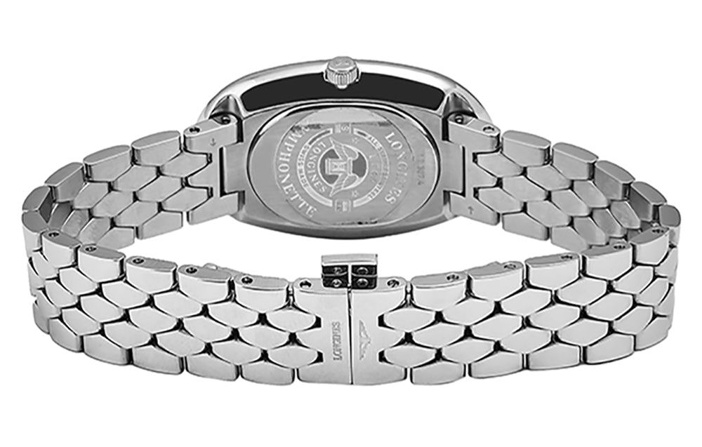 Longines Symphonette Stainless Steel Black Dial Diamonds Quartz Womens Watch L2.307.4.57.6