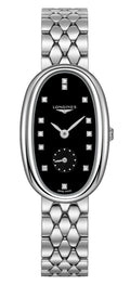 Longines Symphonette Stainless Steel Black Dial Diamonds Quartz Womens Watch L2.307.4.57.6