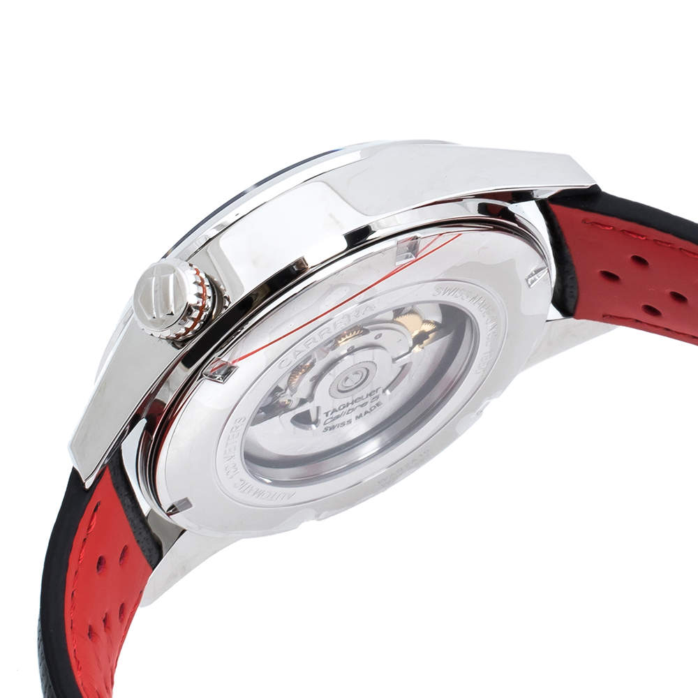 Tag Heuer Carrera Calibre 5 Drive Timer Black Dial Black Leather Strap Watch for Men - WAR2A10.FC6337
