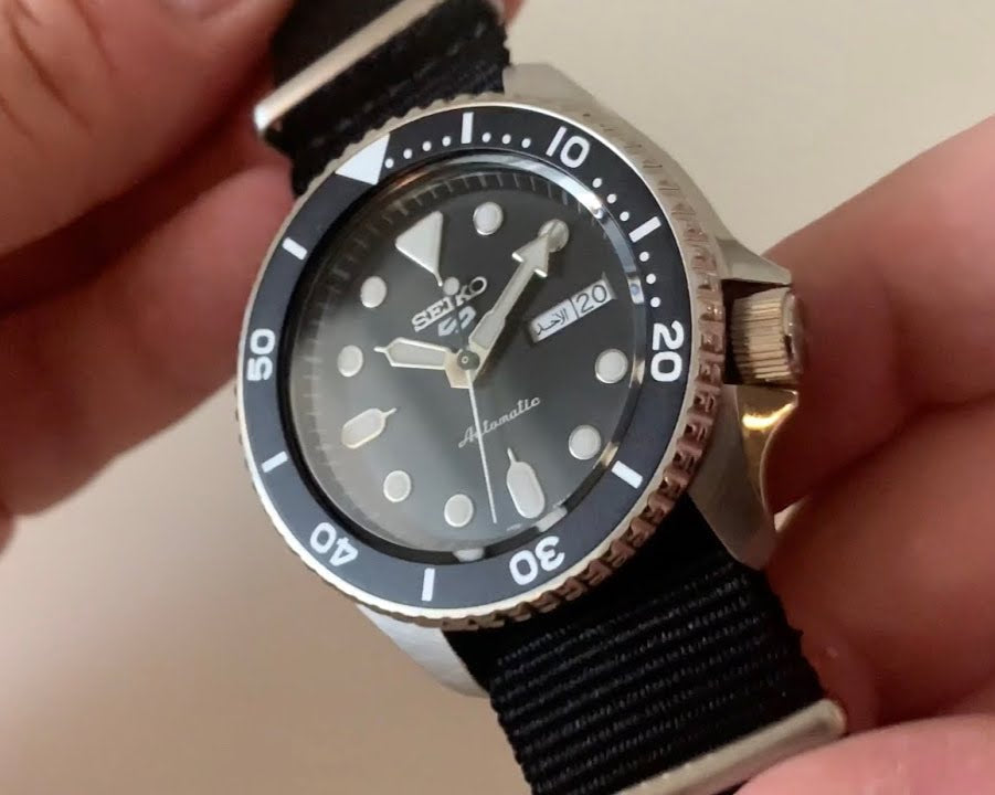 Seiko 5 Sports SKX Automatic Black Dial Black NATO Strap Watch For Men - SRPD55K3