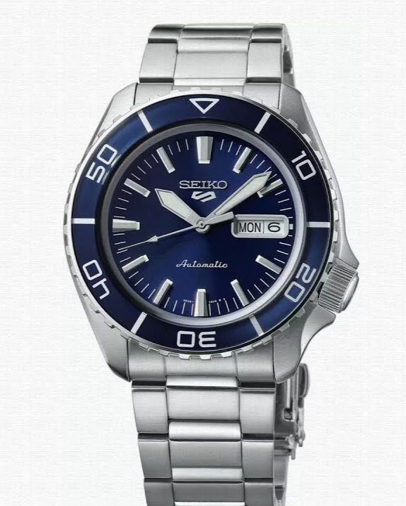 Seiko 5 Sports Automatic Blue Dial Silver Steel Strap Watch for Men - SRPK97K1