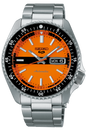 Seiko 5 Sports Double Hurricane Retro Orange Dial Silver Steel Strap Watch For Men - SRPK11K1
