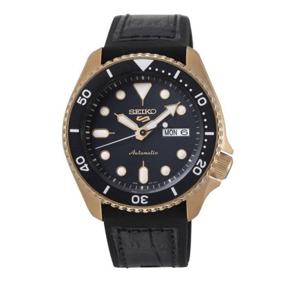 Seiko 5 Sport SKX Automatic Black Dial Black Silicone Strap Watch For Men - SRPD76K1