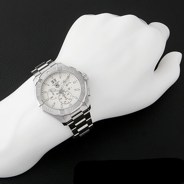Tag Heuer Aquaracer White Dial Silver Steel Strap Watch for Men - CAY1111.BA0927
