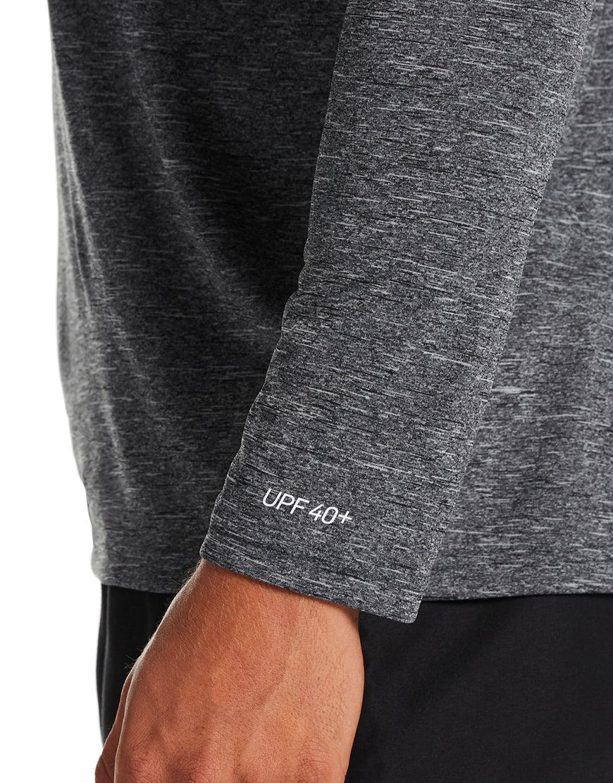 Men's Heathered Hydroguard Swim Shirt :Black