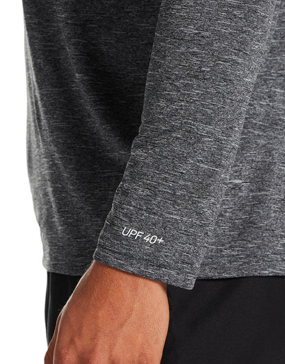 Men's Heathered Hydroguard Swim Shirt :Black