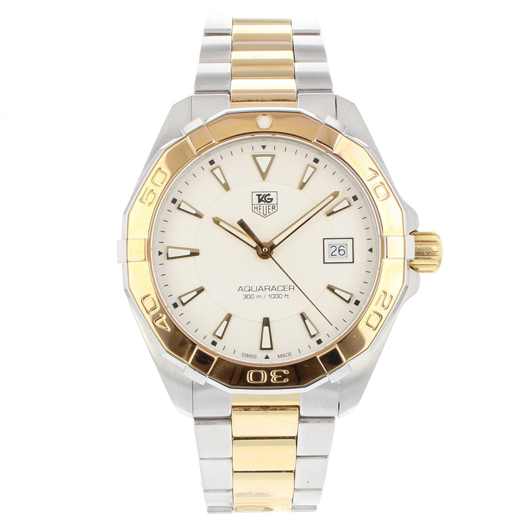 Tag Heuer Aquaracer Quartz White Dial Two Tone Steel Strap Watch for Men - WAY1120.BB0930