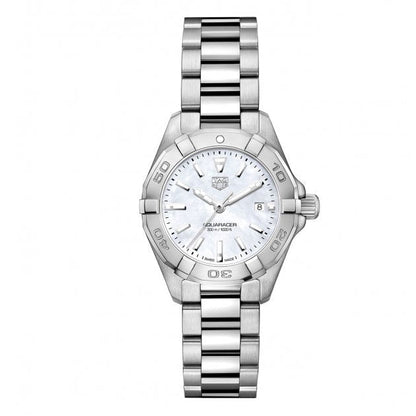 Tag Heuer Aquaracer Quartz Mother of Pearl White Dial Silver Steel Strap Watch for Women - WBD1411.BA0741