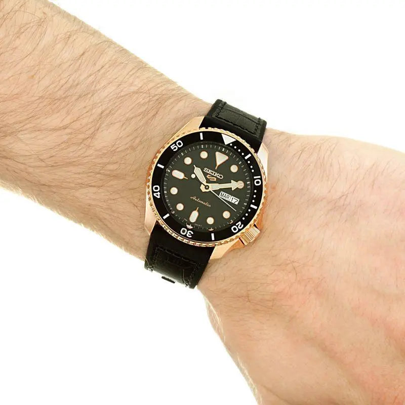 Seiko 5 Sport SKX Automatic Black Dial Black Silicone Strap Watch For Men - SRPD76K1
