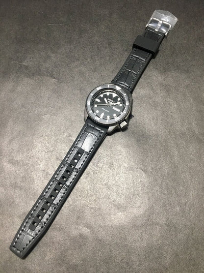 Seiko 5 Sport Automatic Black Dial Black Silicone Strap Watch For Men - SRPD65K3