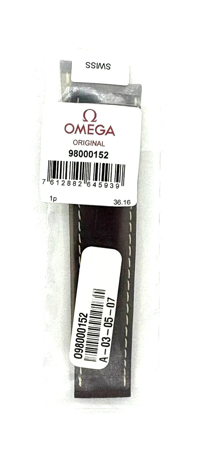 Omega 22mm Brown Leather Strap 98000152