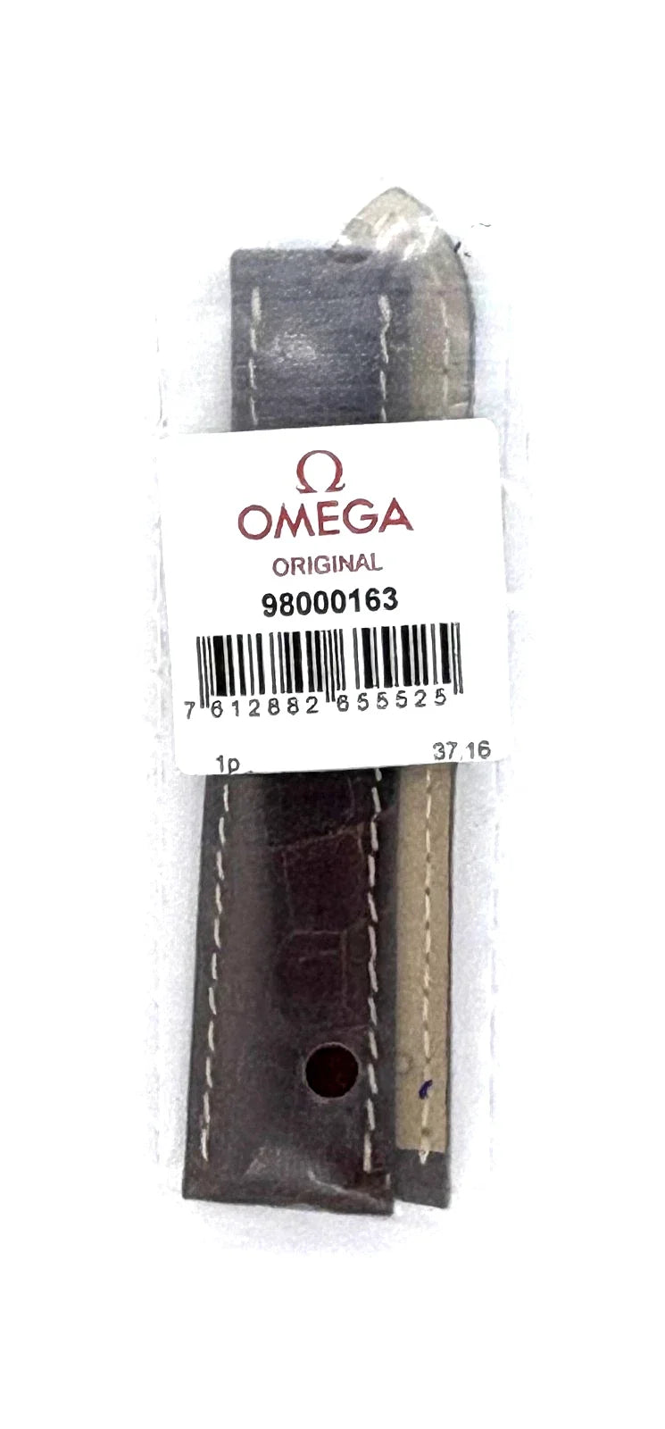 Omega 20mm Brown Leather OEM Watch Strap with Pattern 98000163