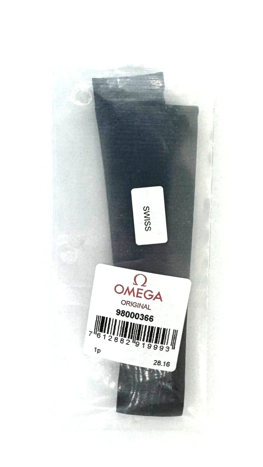 Omega 22mm Black Rubber Strap 98000366