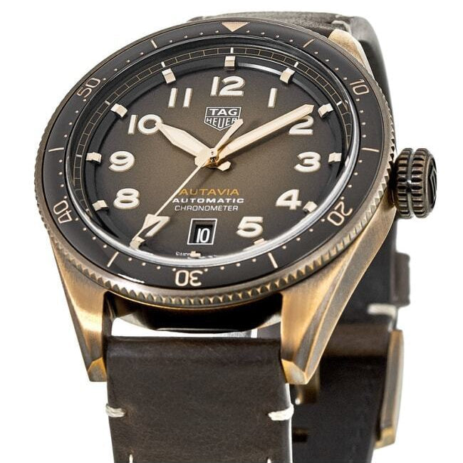 Tag Heuer Autavia Brown Dial Brown Leather Strap Watch for Men - WBE5191.FC8276