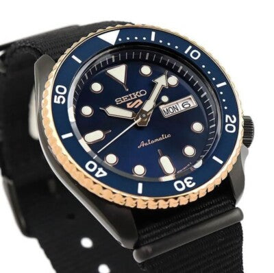 Seiko 5 Sports Automatic Blue Dial Black NATO Strap Watch for Men - SBSA098