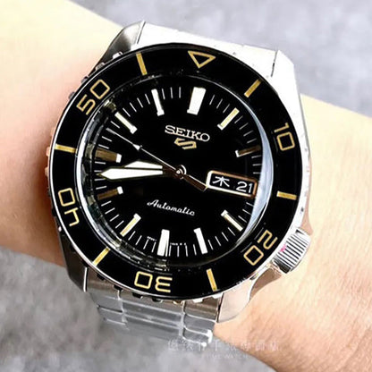 Seiko 5 Sport Automatic SKX Series Black Dial Silver Steel Strap Watch for Men - SRPK99K1