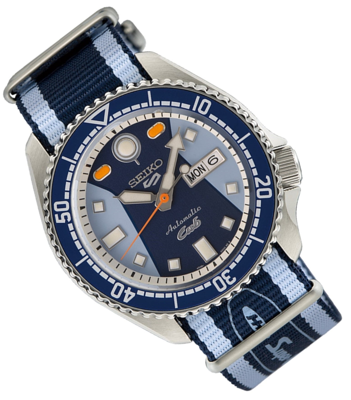 Seiko 5 Sports Honda Super Cub Limited Edition Blue Dial Two Tone NATO Strap Watch For Men - SRPK37K1