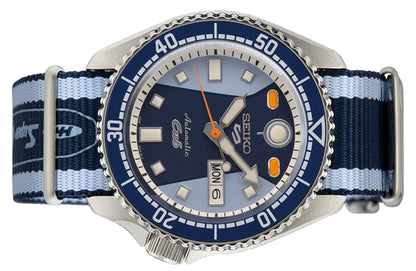 Seiko 5 Sports Honda Super Cub Limited Edition Blue Dial Two Tone NATO Strap Watch For Men - SRPK37K1