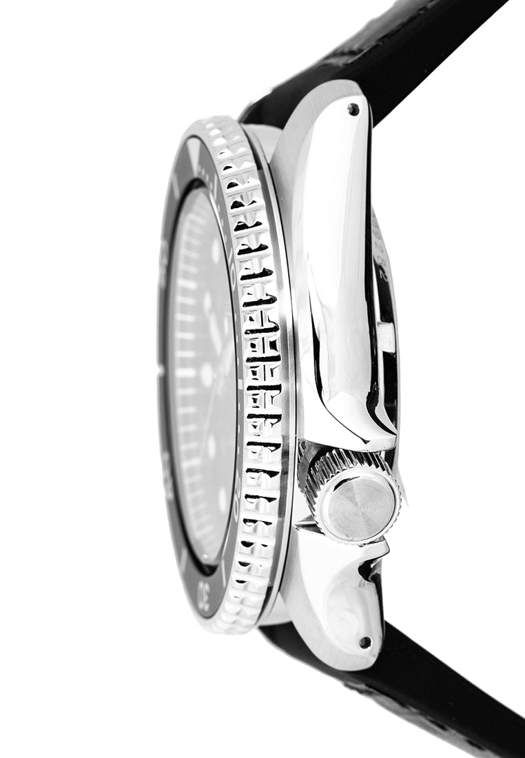 Seiko 5 Sports SKX Automatic Black Dial Black Leather Strap Watch for Men - SRPD55K2