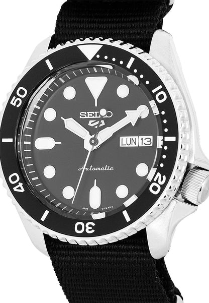 Seiko 5 Sports SKX Automatic Black Dial Black NATO Strap Watch For Men - SRPD55K3