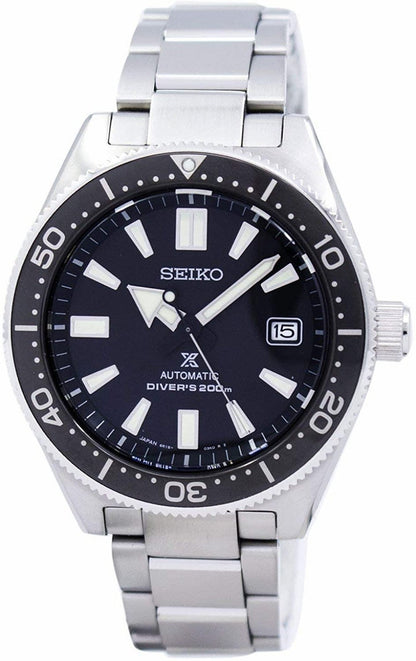 Seiko Prospex Automatic Diver Black Dial Silver Steel Strap Watch For Men - SPB051J1