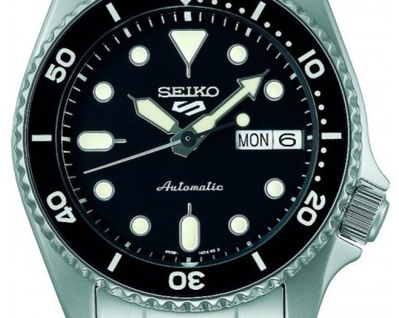 Seiko 5 Sports SKX Automatic Black Dial Silver Steel Strap Watch For Men - SRPK29K1