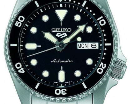 Seiko 5 Sports SKX Automatic Black Dial Silver Steel Strap Watch For Men - SRPK29K1