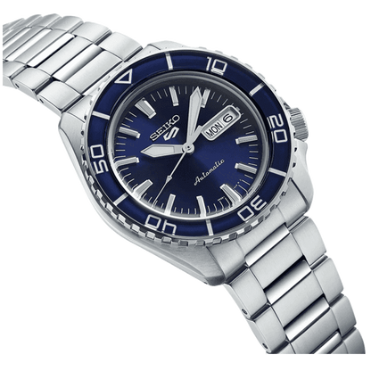 Seiko 5 Sports Automatic Blue Dial Silver Steel Strap Watch for Men - SRPK97K1