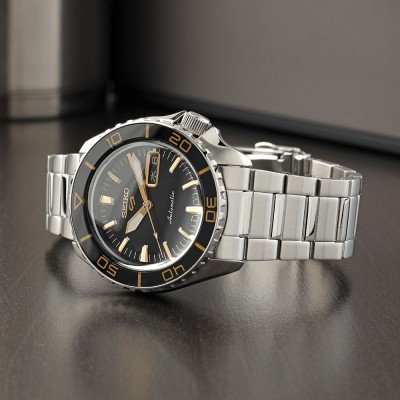 Seiko 5 Sport Automatic SKX Series Black Dial Silver Steel Strap Watch for Men - SRPK99K1