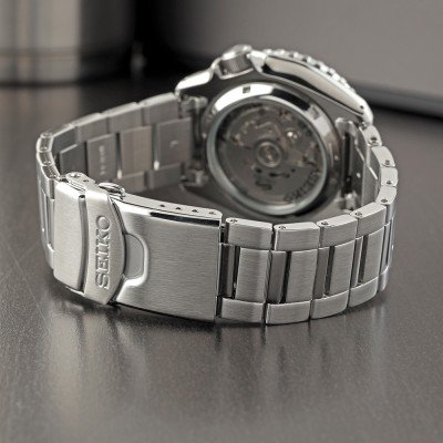 Seiko 5 Sport Automatic SKX Series Black Dial Silver Steel Strap Watch for Men - SRPK99K1