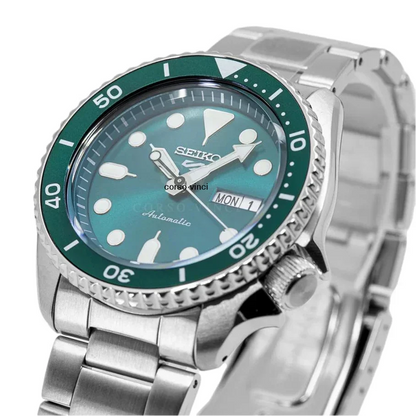Seiko 5 Sports Automatic Green Dial Silver Steel Strap Watch For Men - SRPD61K1