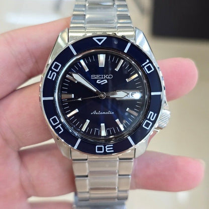 Seiko 5 Sports Automatic Blue Dial Silver Steel Strap Watch for Men - SRPK97K1