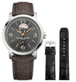 Special Edition Baume & Mercier Classima Power Reserve Automatic Stainless Steel Gray Dial Brown Fabric Interchangeable Black Leather Strap Mens Watch M0A10718