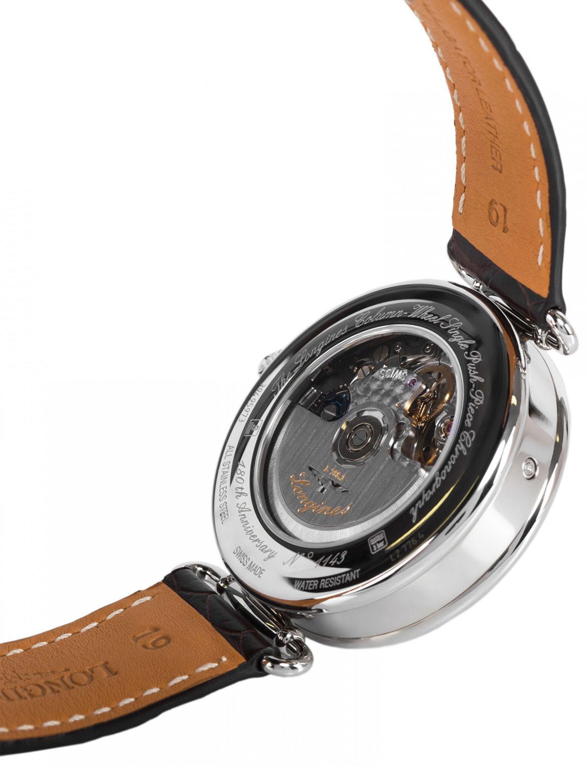 Special Edition Longines Heritage Chronograph Steel White Dial Date Brown Leather Strap Mens Watch L2.776.4.21.3