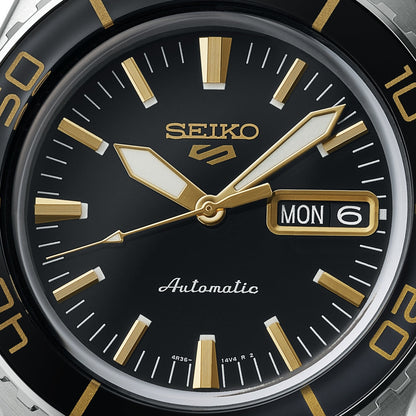 Seiko 5 Sport Automatic SKX Series Black Dial Silver Steel Strap Watch for Men - SRPK99K1