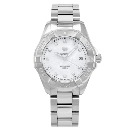 Tag Heuer Aquaracer Diamonds Mother of Pearl Dial Silver Steel Strap Watch for Women - WBD131B.BA0748