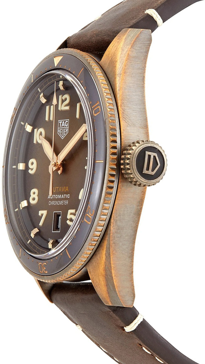 Tag Heuer Autavia Brown Dial Brown Leather Strap Watch for Men - WBE5191.FC8276